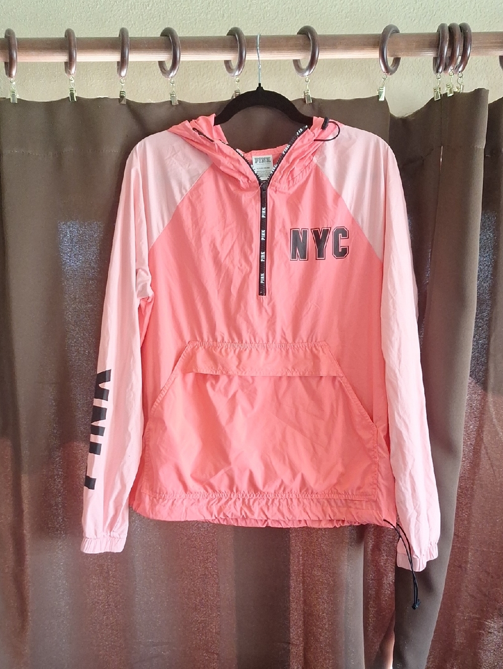 PINK Victoria's Secret Coral Zip-Front Windbreaker